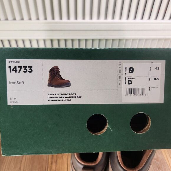 Danner IronSoft 14733 Mens 9 D Brown Leather 6" Waterproof Safety Toe Work Boots - Picture 12 of 12